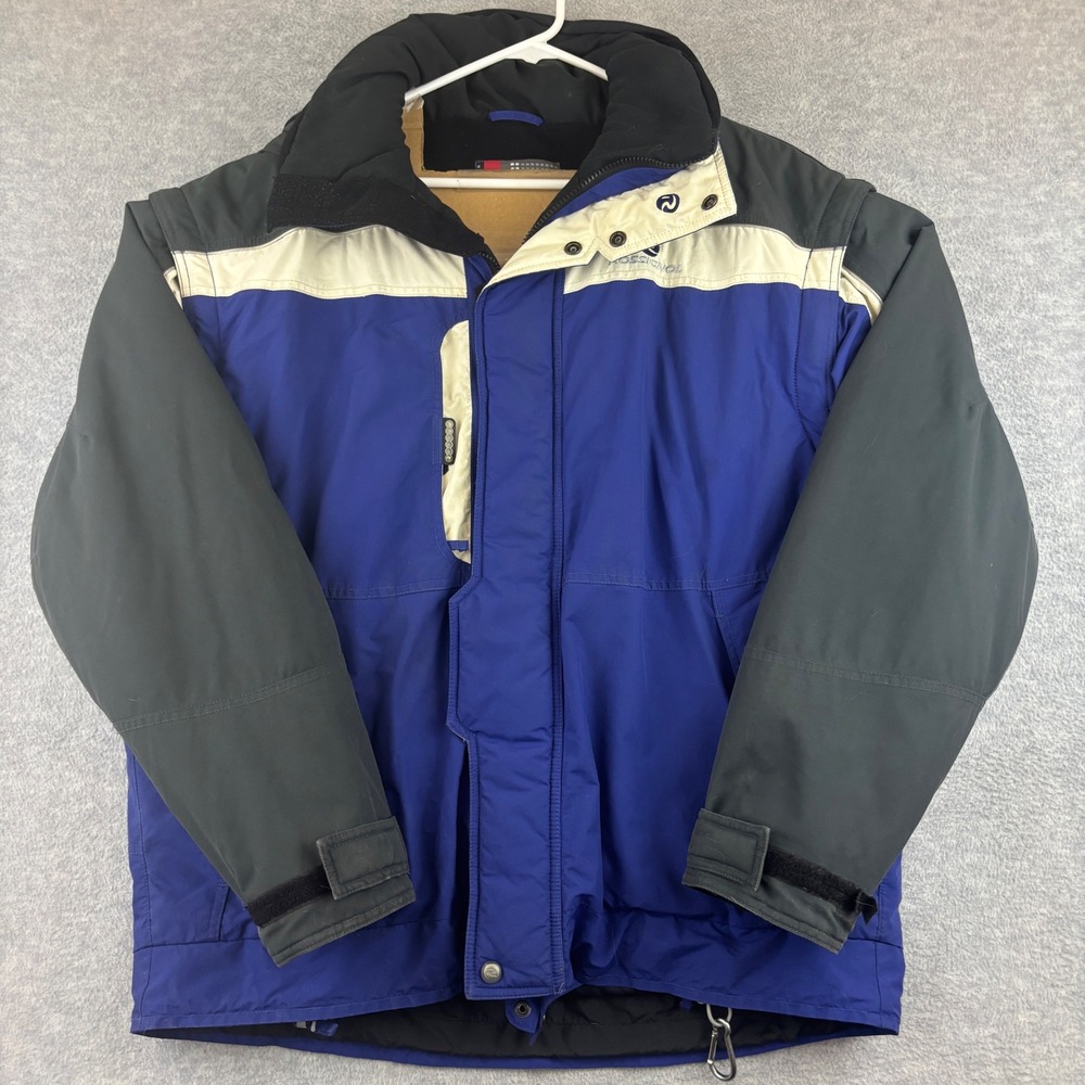 Rossignol Ski Jacket Mens XL Blue Black Winter Coat Puffer Insulated Technical
